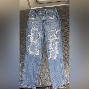 American Eagle Outfitters Ripped Blue Straight Leg Jeans